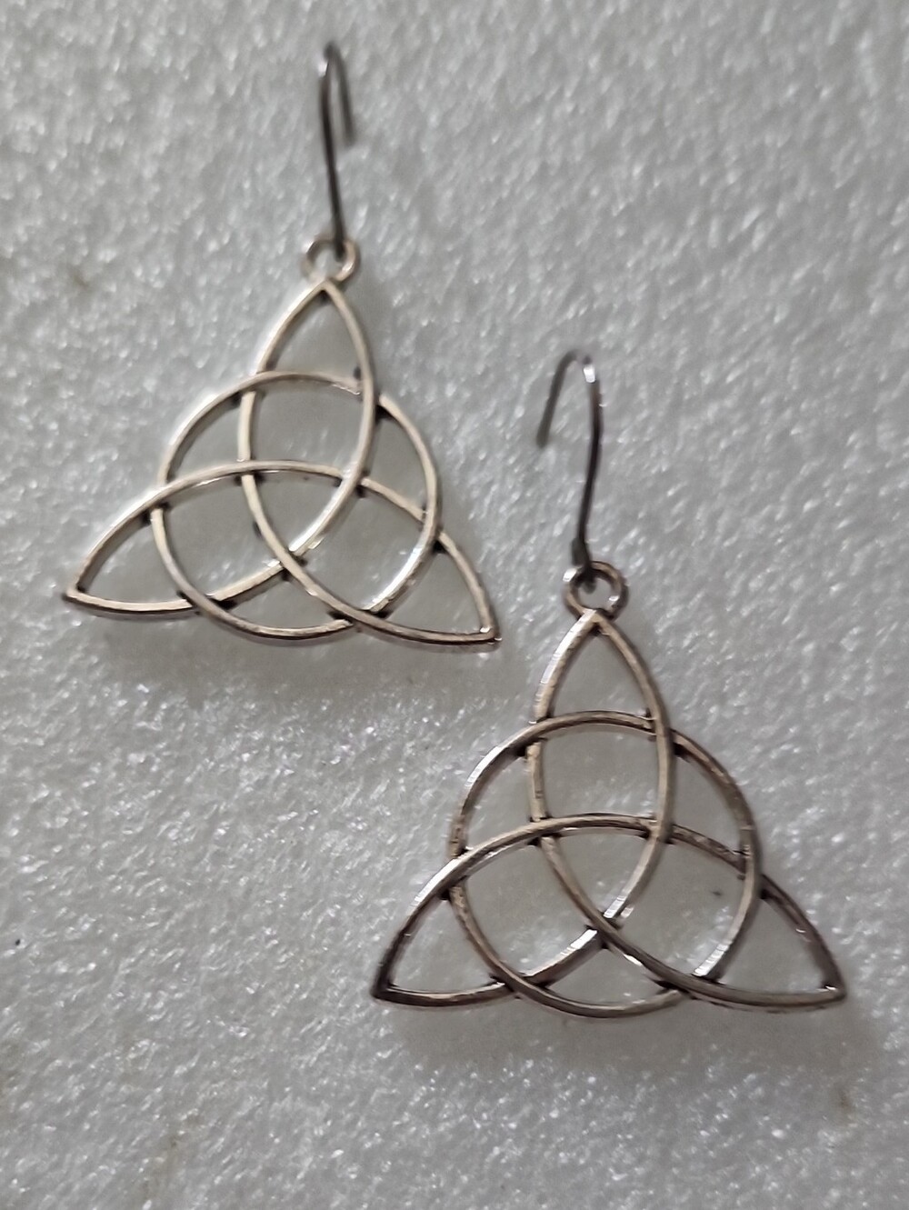 Hand Crafted Silver Tone Celtic Knot Drop Earrings